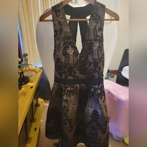 Nordstrom Black and Tan Halter Sheath Mini Dress